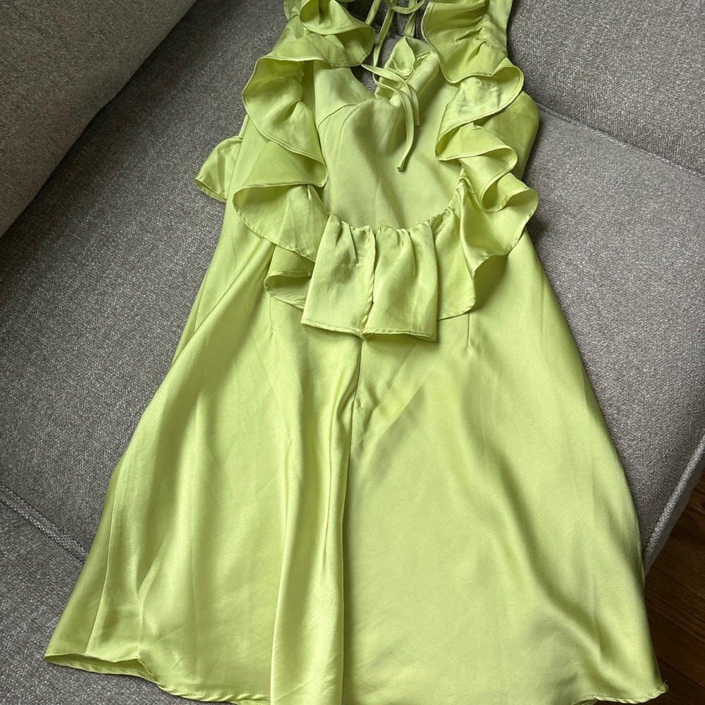 Forever 21 Yellow Green Ruffled Mini Sundress - Picture 6 of 7
